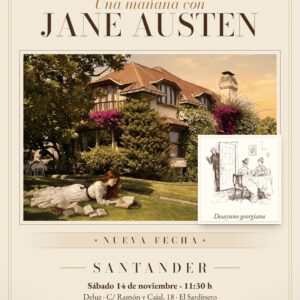 Cartel de Una mañana con Jane Austen, desayuno georgiano en Deluz, Santander, sábado 14 de noviembre de 11:30 a 13:30 h